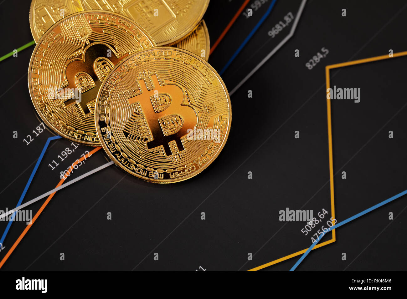 Bitcoin Gold sur données financières pour les prix cryptocurrency Banque D'Images