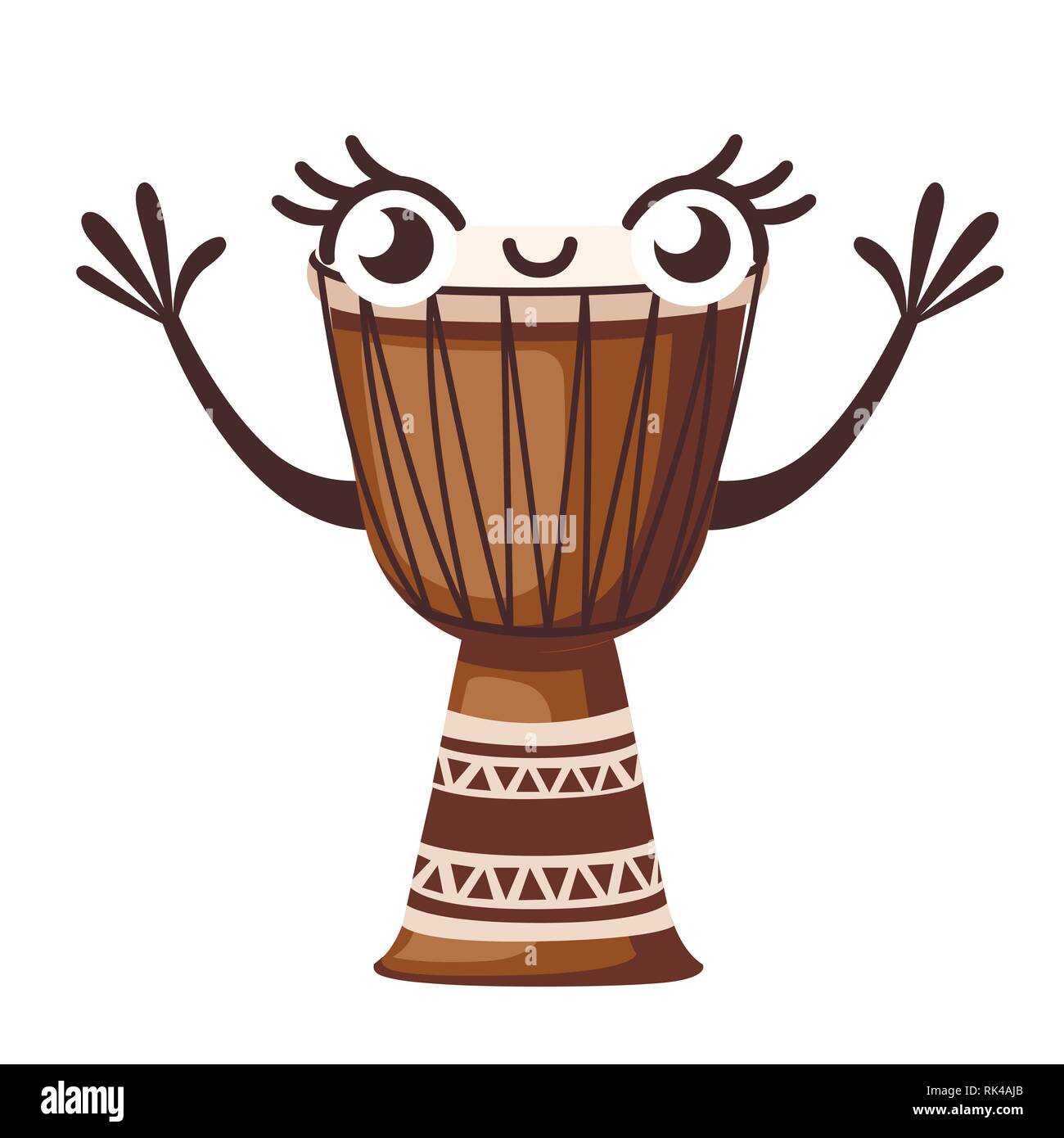 Cartoon character design. Musique traditionnelle africaine mascotte du tambour. Instrument de musique dunoon. Télévision vector illustration isolé sur fond blanc. Illustration de Vecteur