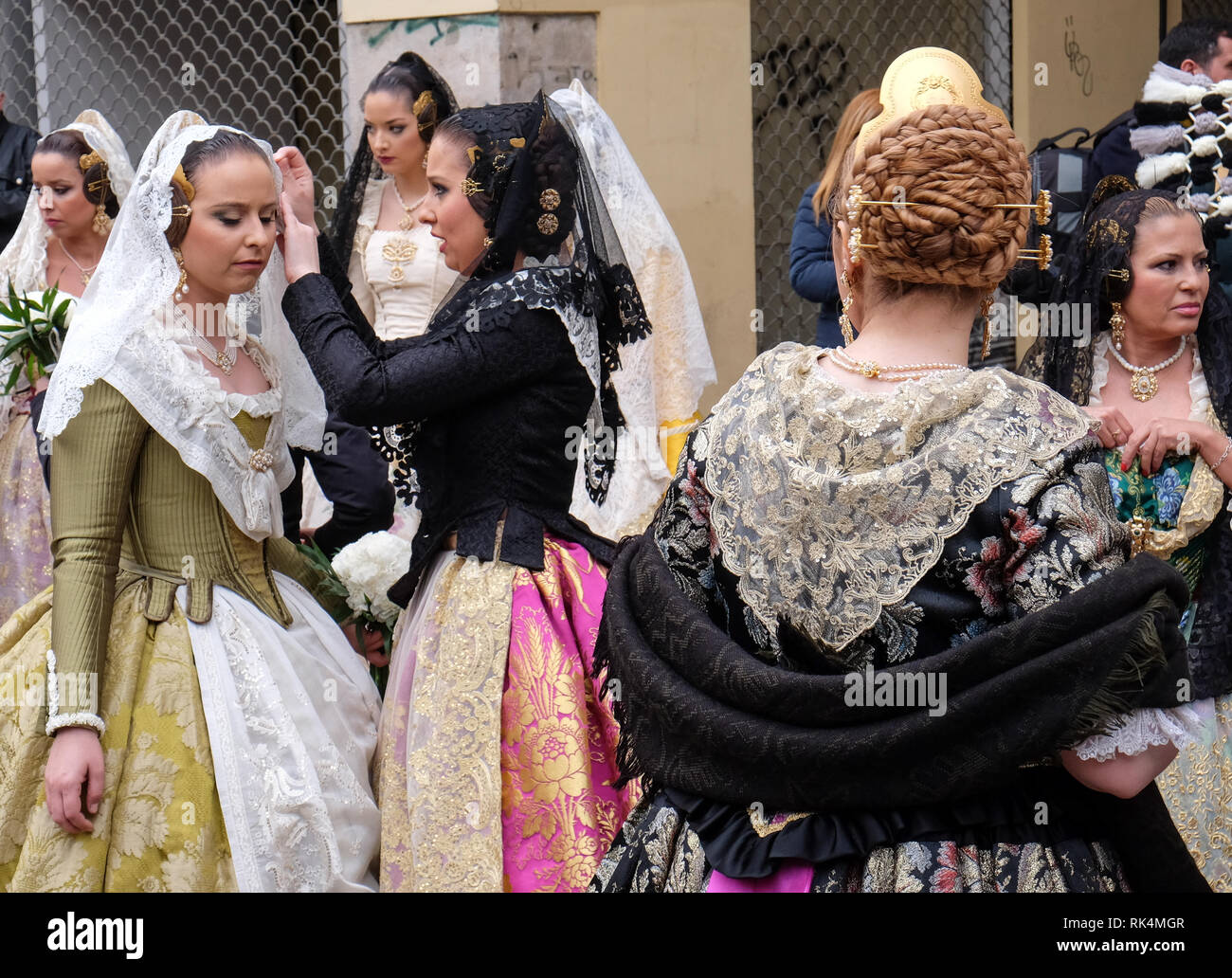 Valence; robes traditionnelles de Faltera. Banque D'Images