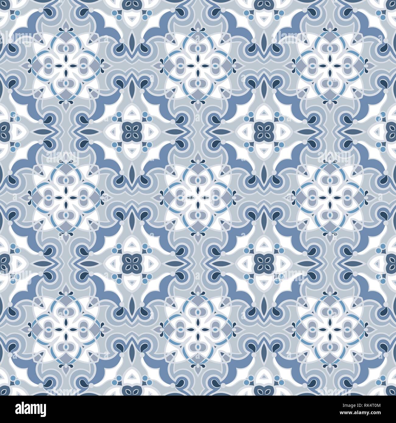 Bleu et blanc délicat motif transparent. Ornement classique dans un style oriental. Vector illustration. Illustration de Vecteur