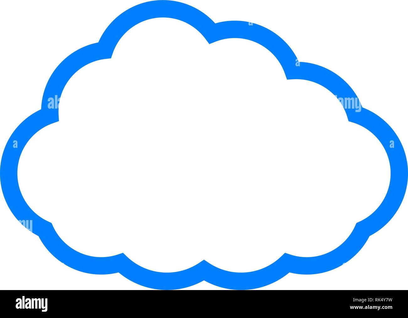 Icône Symbole nuage - bleu contour simple, isolée - vector illustration Illustration de Vecteur