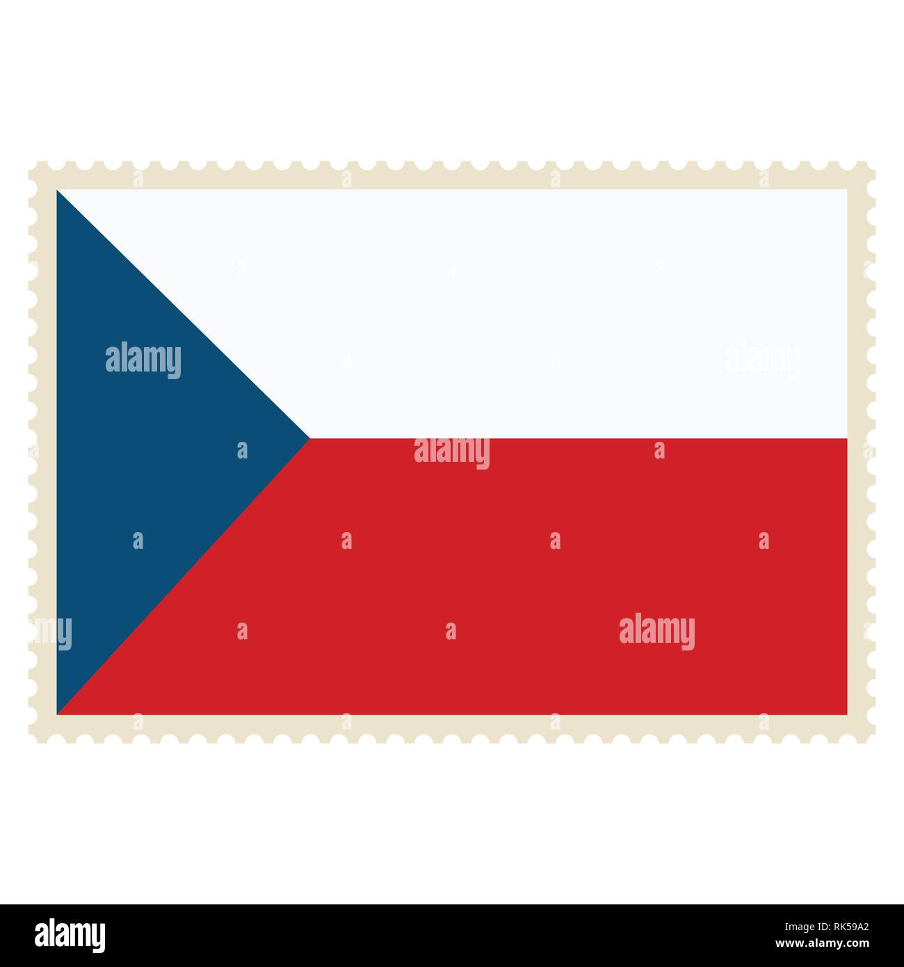 L'icône du drapeau tchèque vecteur sur timbre-poste isolé sur fond blanc. Bouton du pavillon tchèque Illustration de Vecteur