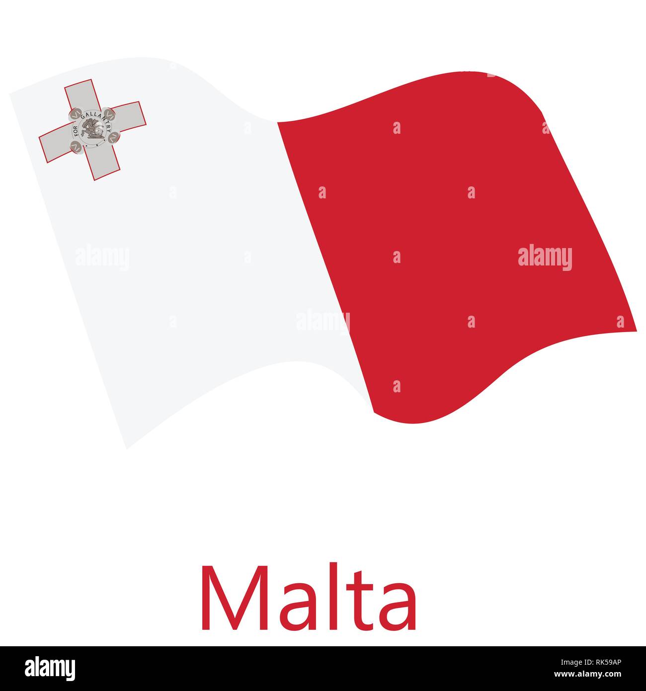 Vector illustration waving flag de Malte. Bouton drapeau Malte isolé sur fond blanc Illustration de Vecteur