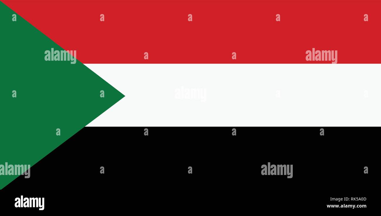 L'icône du drapeau du Soudan d'illustration vectorielle isolé sur fond blanc. Drapeau national du rectangle du Soudan. Bouton drapeau Illustration de Vecteur