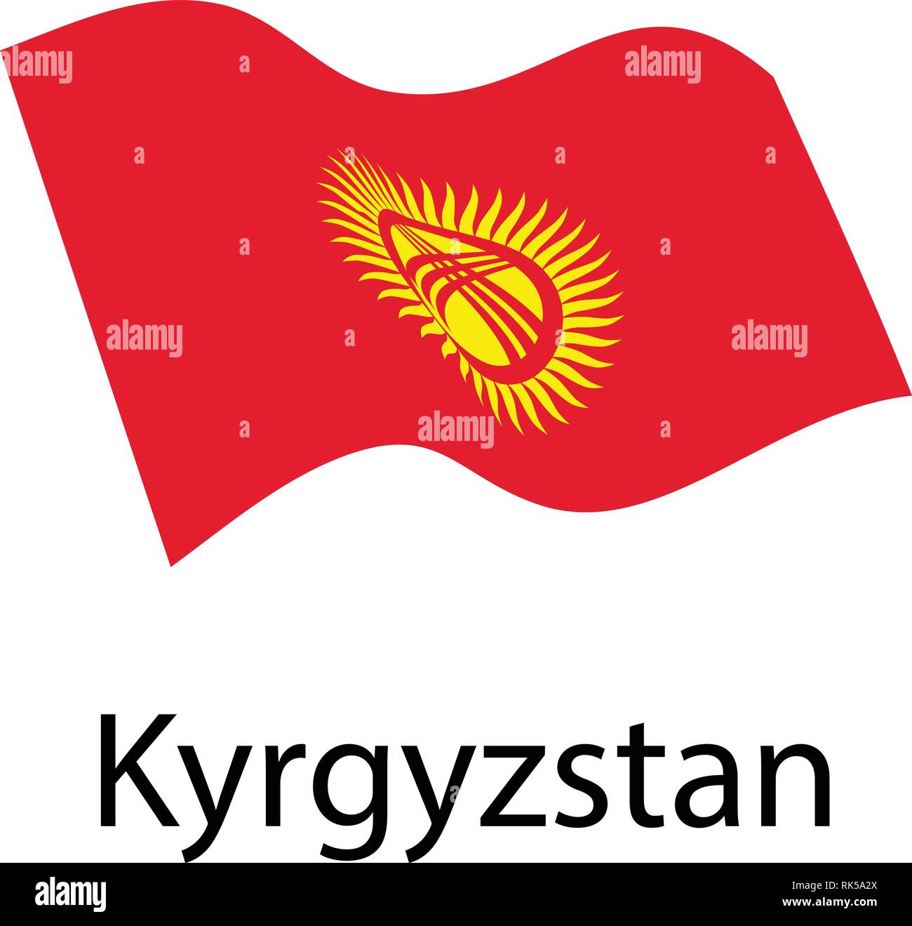 Drapeau de la République kirghize. Waving Flag Kirghizistan Illustration de Vecteur