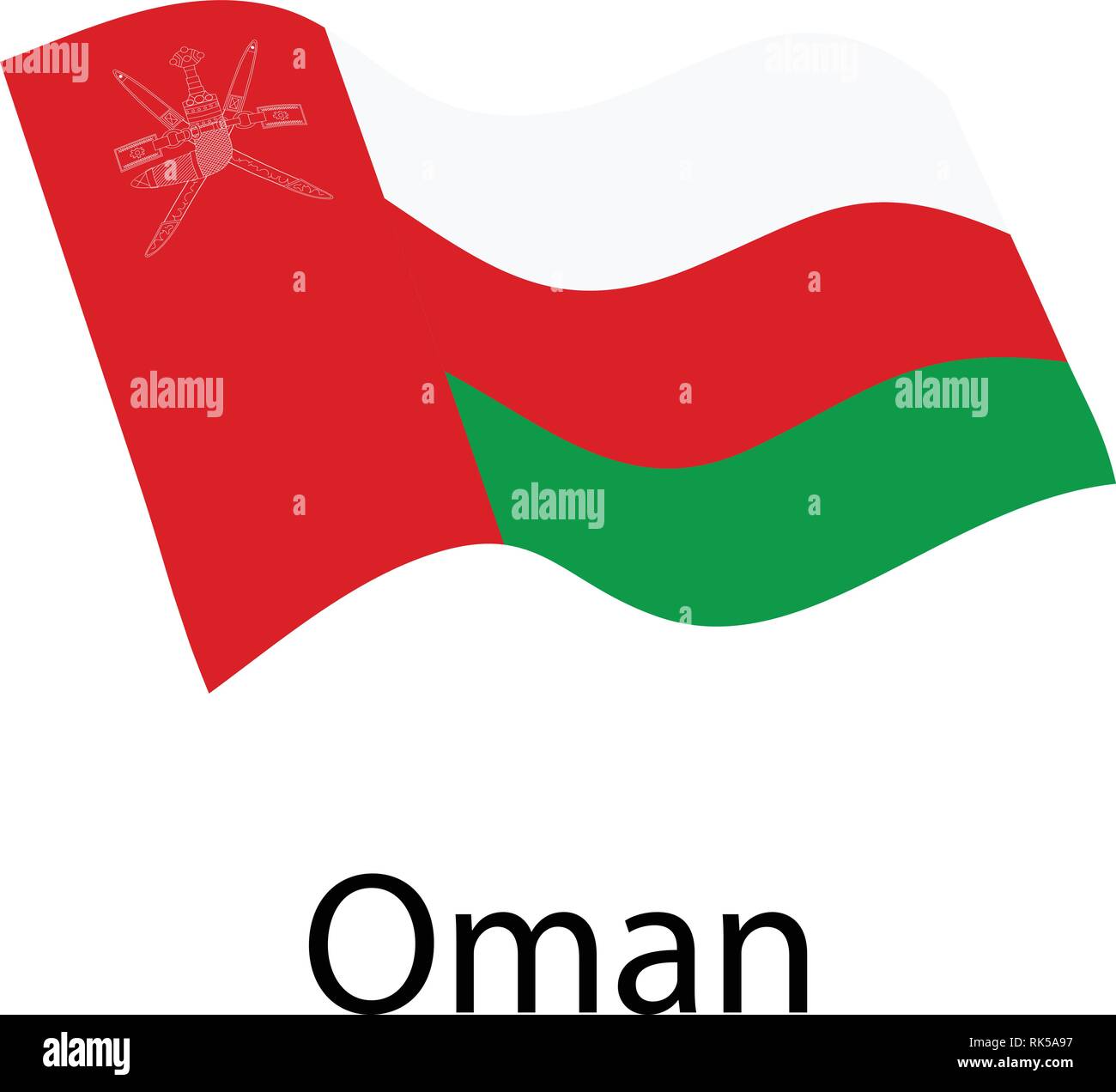 Pavillon d'Oman. Waving Flag Sultanat d'Oman Illustration de Vecteur