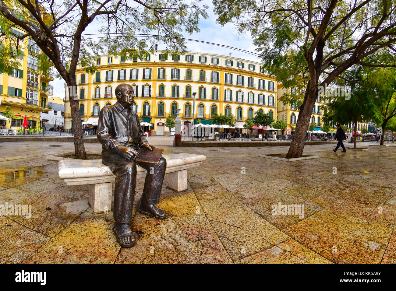 Pablo Picasso statue, Plaza de la Merced, Malaga, Andalousie, Espagne Banque D'Images