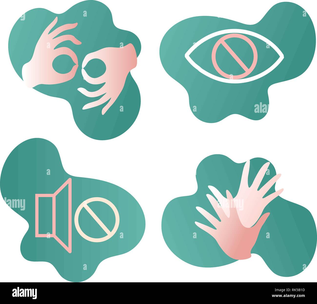 La langue des signes, aveugles, sourds, handicapés, l'accessibilité Web, l'icône, les icônes d'Application, vector set Illustration de Vecteur
