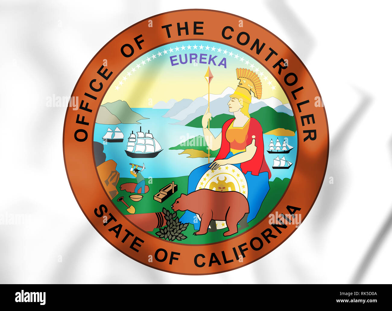Sceau de 3D Contrôleur de l'État de Californie, aux États-Unis. 3D Illustration. Banque D'Images