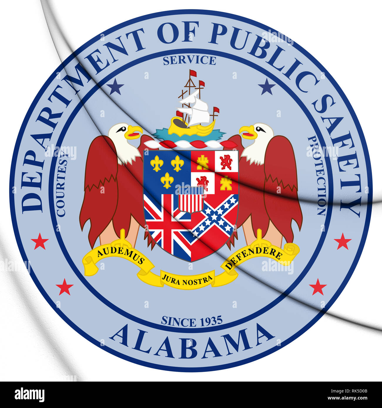 Joint 3D de l'Alabama, Ministère de la Sécurité publique, aux États-Unis. 3D Illustration. Banque D'Images