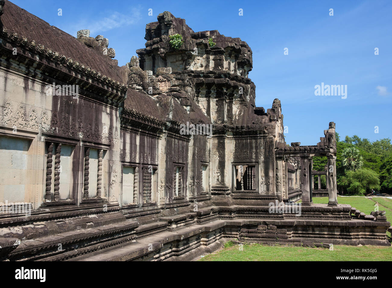 Une partie de l'ouest de l'entrée principale, le Gopura à Angkor Wat, Siem Reap, Cambodge Banque D'Images