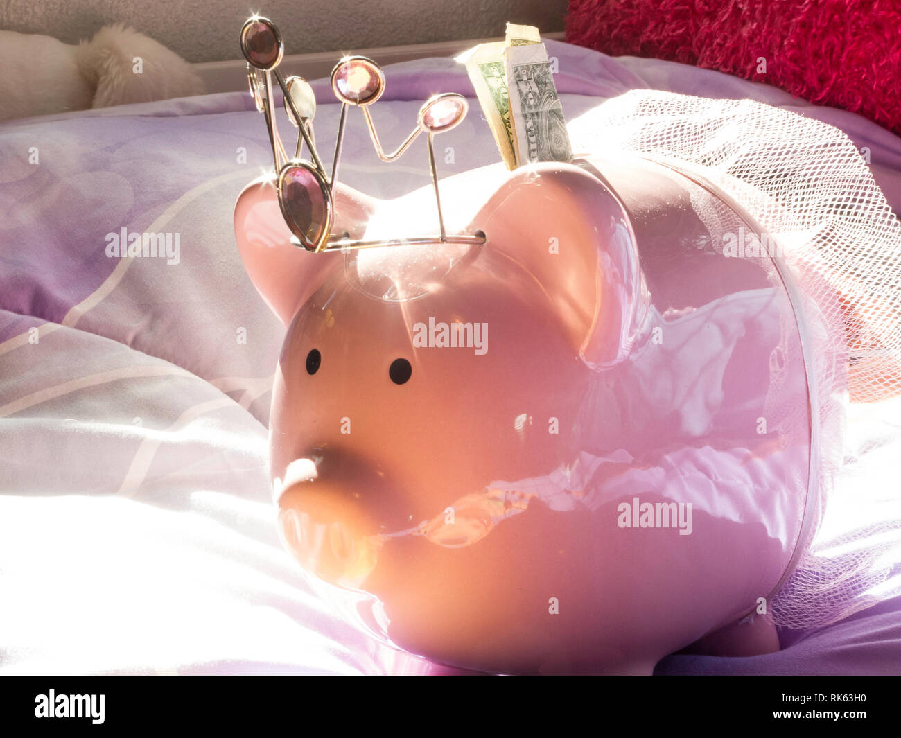 Céramique rose Princess Piggy Bank, USA Banque D'Images