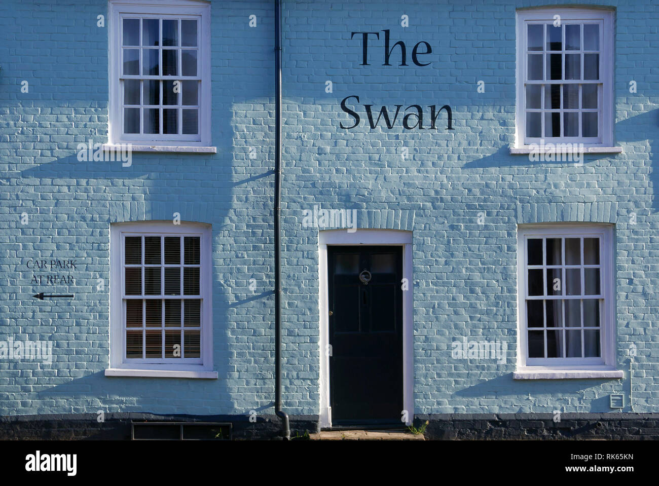 20-01-19. Thaxted, Essex, Angleterre, Royaume-Uni. Colorés, colorés, de l'architecture de l'hôtel Swan dans le centre de la ville. Photo : © Simon Grosset Banque D'Images