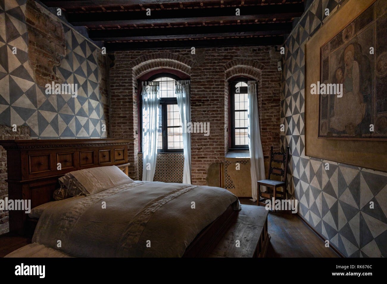 Juliet's bed, Casa di Giulietta, Vérone vieille ville, région du Veneto, Italie Banque D'Images
