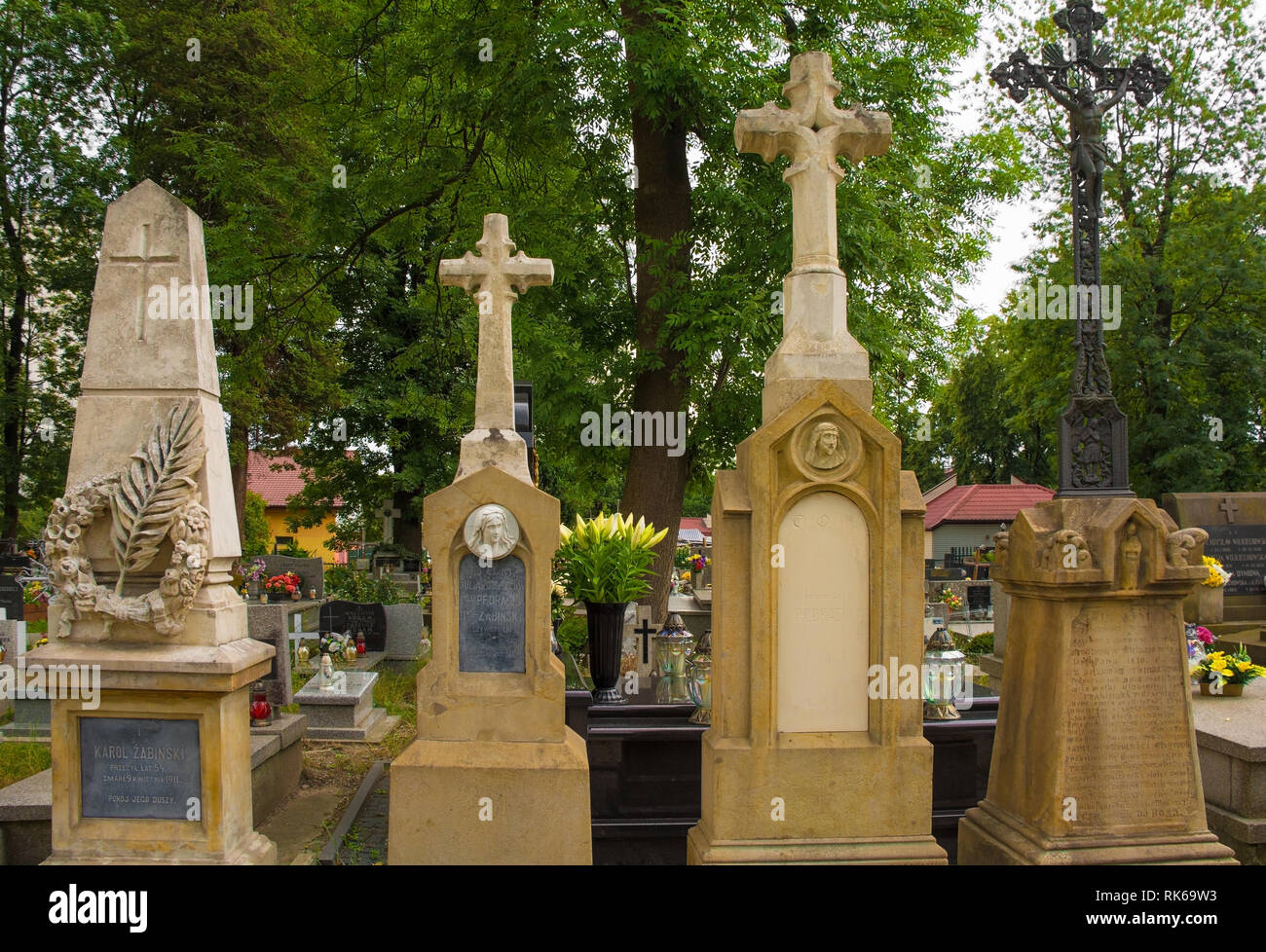 Nowa Huta, Pologne - 9 juillet 2018. Le cimetière historique Cmentarz Mogilski à Nowa Huta, Cracovie Banque D'Images