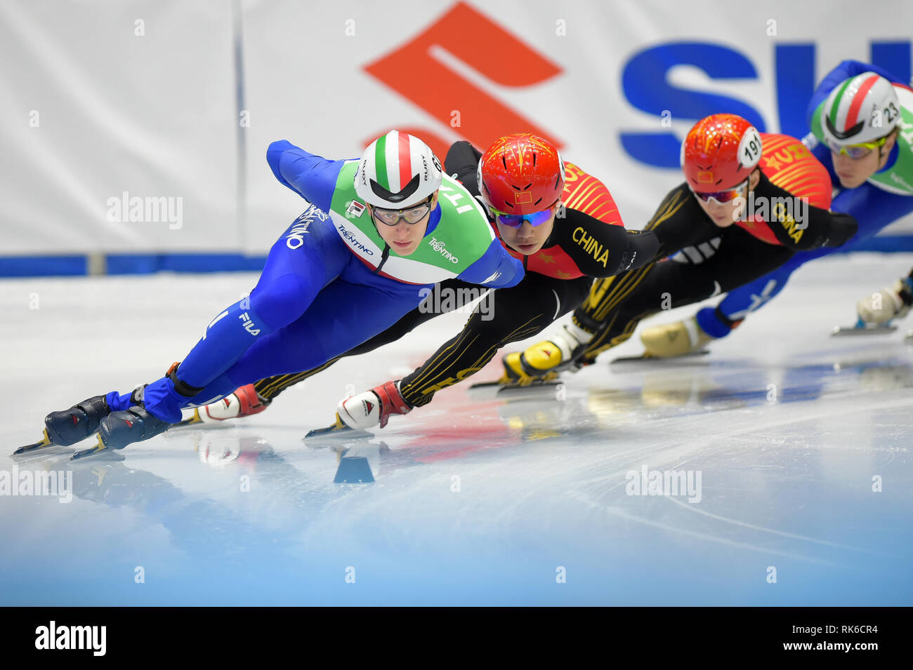 Torino, Italie. 9 Février, 2019. La Coupe du monde ISU de patinage de vitesse courte piste qui a eu lieu à la patinoire De Amicis 32 Torino. Damiano Benedetto/ Alamy Live News Banque D'Images