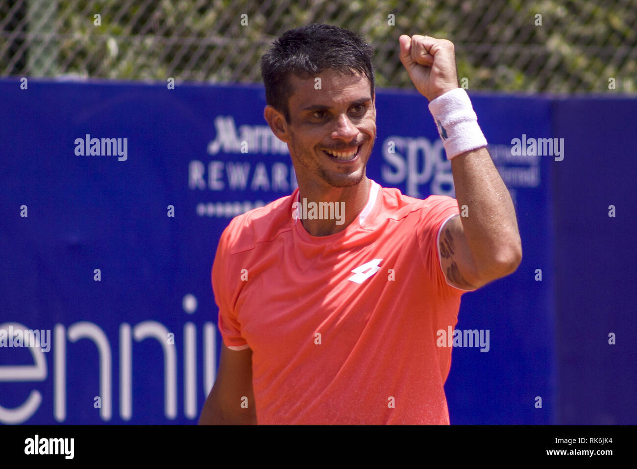 Buenos Aires, capitale fédérale, l'Argentine. Feb 9, 2019. L'Argentine a commencé à ouvrir sa version 2019, ce samedi, avec la première qualy allumettes et le tirage du tableau principal. À partir de 11 heures du matin, la phase préliminaire a commencé.Dans la cour principale de l'Agence suédoise de Guillermo Vilas Elias Ymer battu l'Argentin Juan Pablo Ficovich dans trois ensembles 3-6 ; 6-4 ; 7-5, alors qu'en cour 2, dans le même temps le Brésilien Rogerio Dutra Silva a gagné contre le Norvégien Casper Ruud, également en trois sets 6-2 ; 3-6 ; 6-4.Sur la photo le joueur brésilien Rogerio Dutra Silva (crédit Image : © Roberto Almeida Aveledo/ZU Banque D'Images