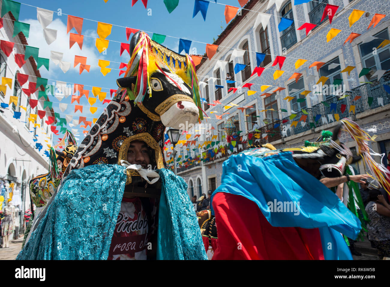 Sao Luis, l'Etat du Maranhao, Brésil - Juillet 8, 2016 : ville historique se prépare pour la traditionnelle fête de taureaux Banque D'Images