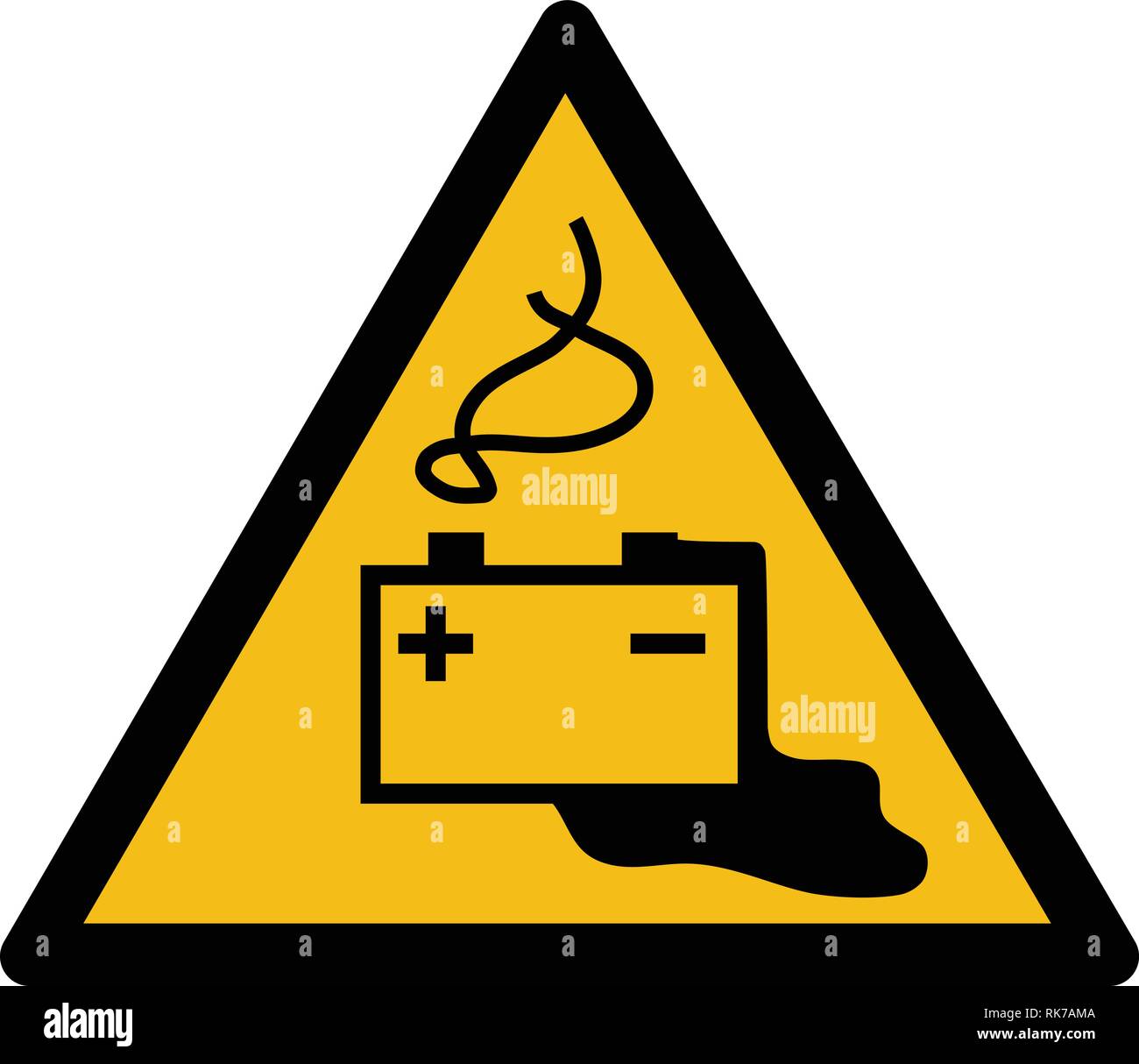 Panneau d'avertissement - vecteur symbole de charge batterie, autocollant, étiquette Illustration de Vecteur