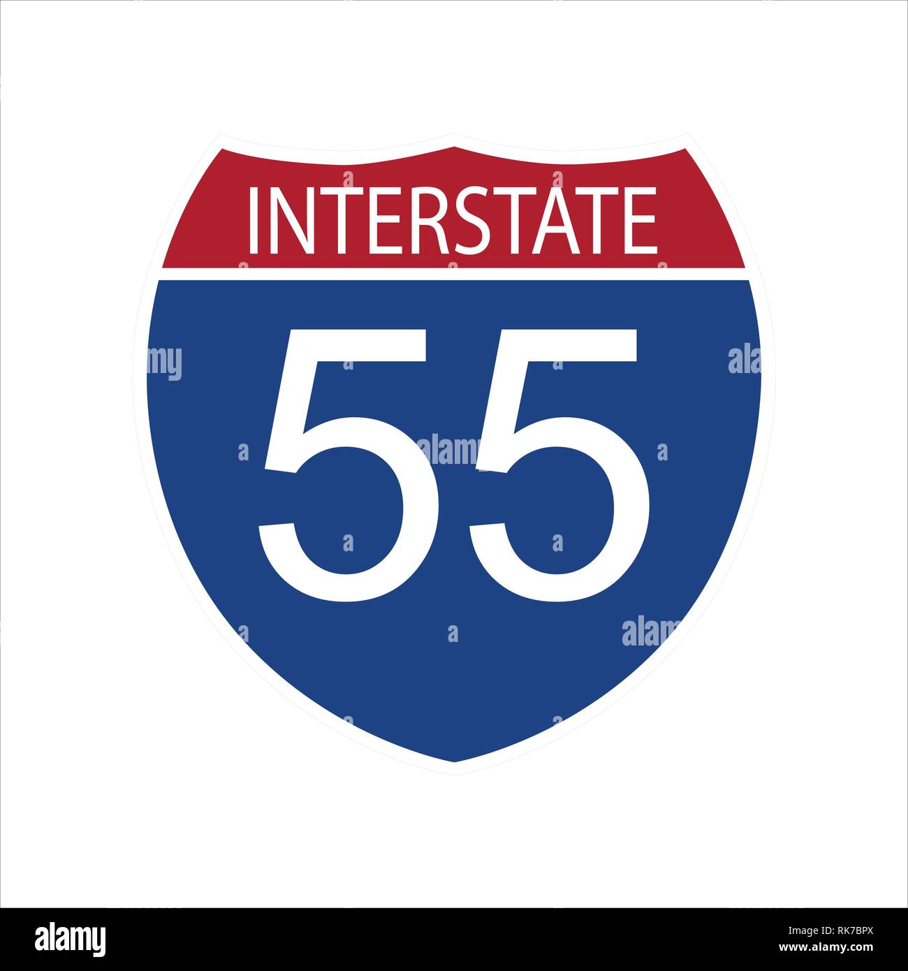 Vector illustration Interstate highway 55 icône panneau isolé sur fond blanc Illustration de Vecteur