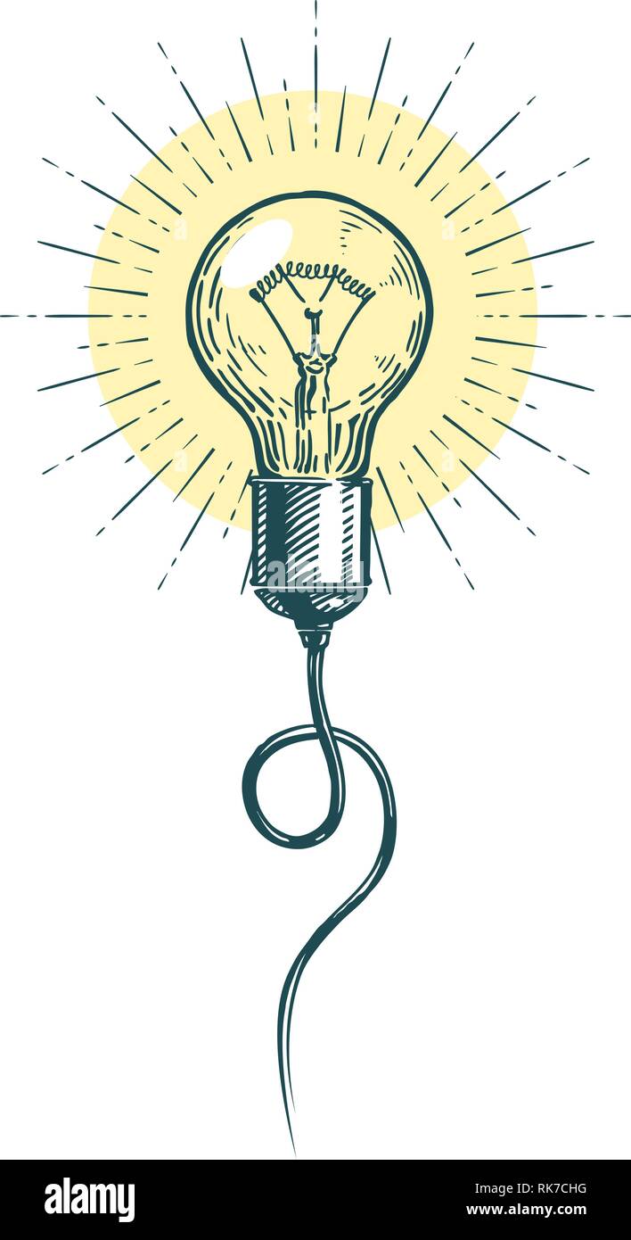 Idée de l'ampoule. L'innovation, concept de remue-méninges. Vector illustration croquis Illustration de Vecteur