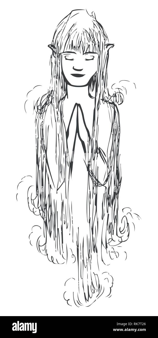 Un croquis au crayon d'eau fée par jziprian femelle Illustration de Vecteur