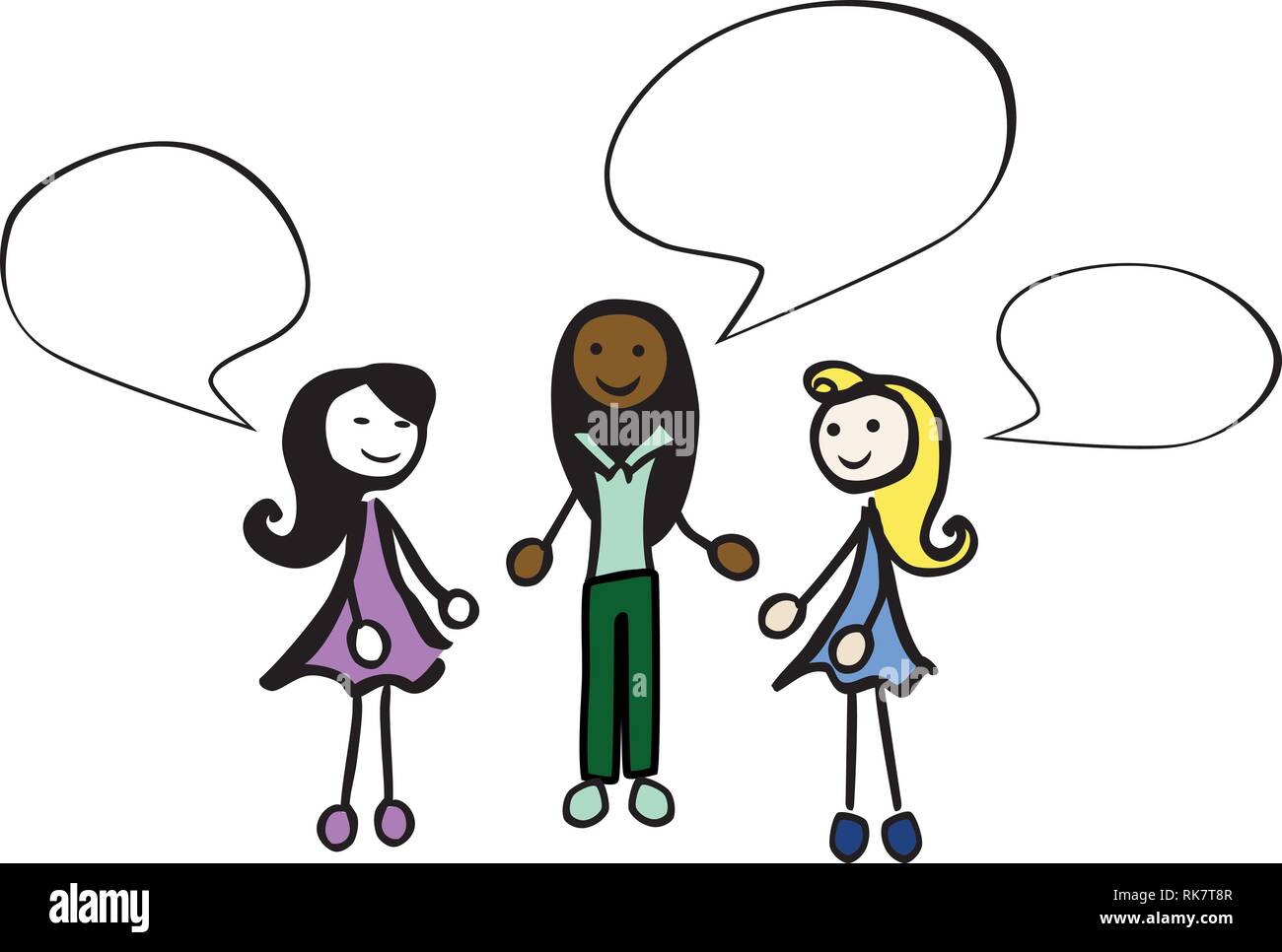 3 femelle couleur stick personnes parlent par jziprian Illustration de Vecteur