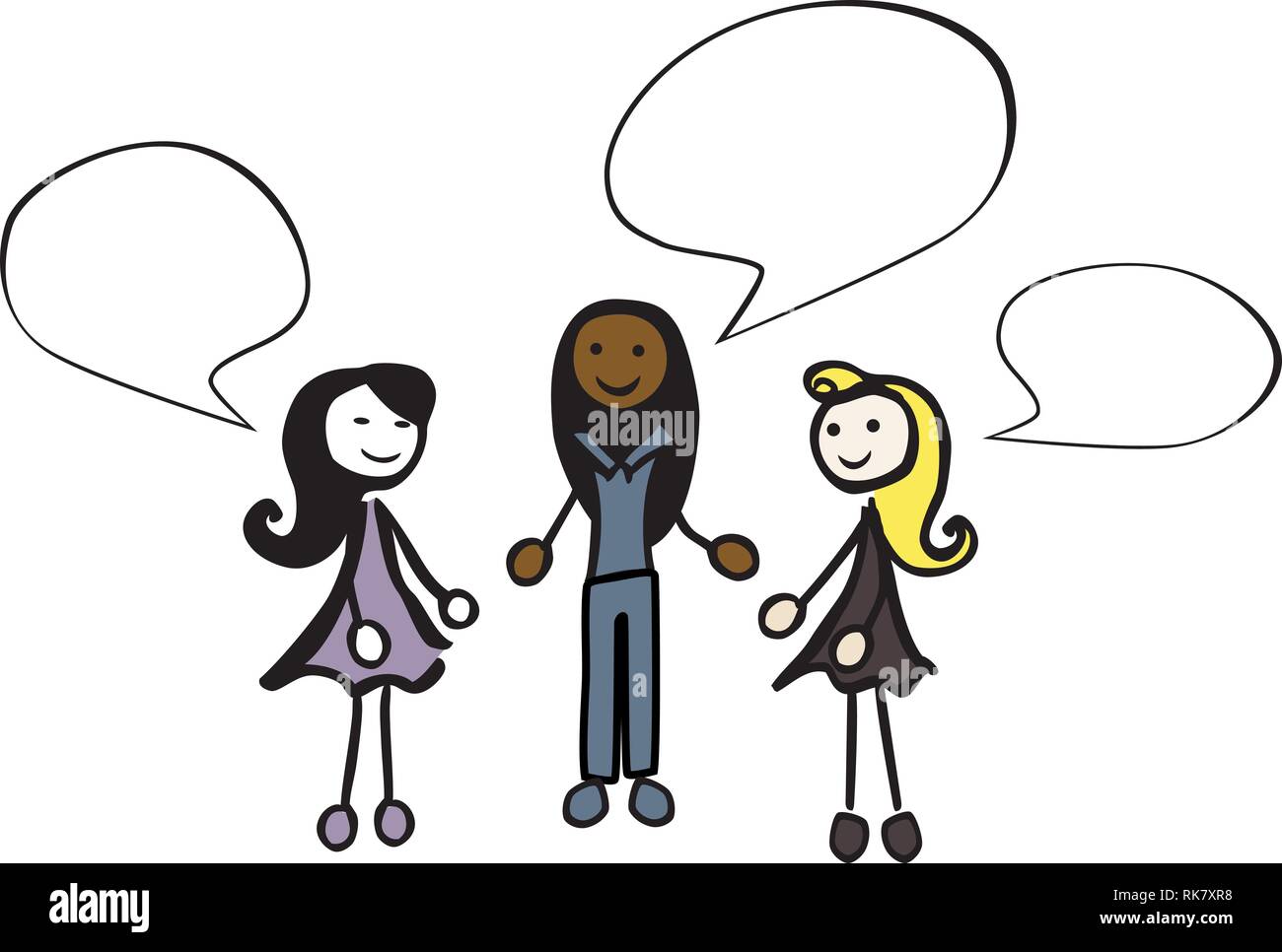 3 personnes stick femelle monochrome parlons par jziprian Illustration de Vecteur