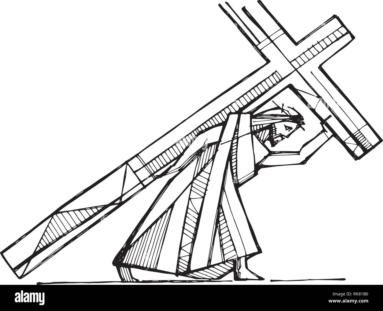Jesus christ portant sa croix Banque d'images vectorielles - Alamy