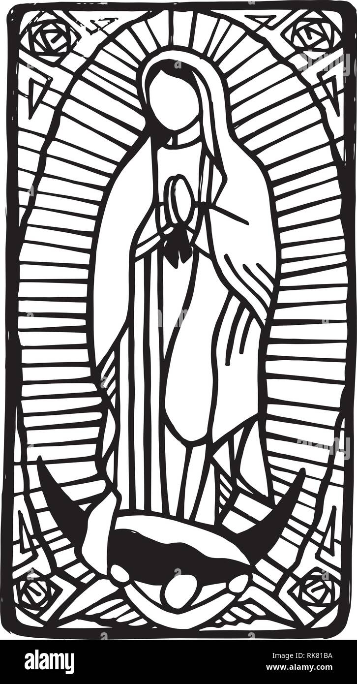 Hand Drawn Vector Illustration Ou Dessin Du Mexican Vierge Marie De Guadalupe Image Vectorielle Stock Alamy