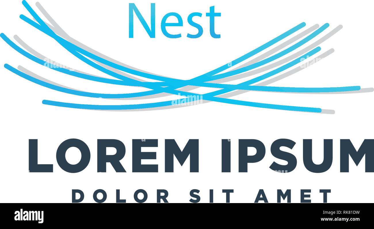 Ligne nid simple logo template vector illustration élément icône Illustration de Vecteur