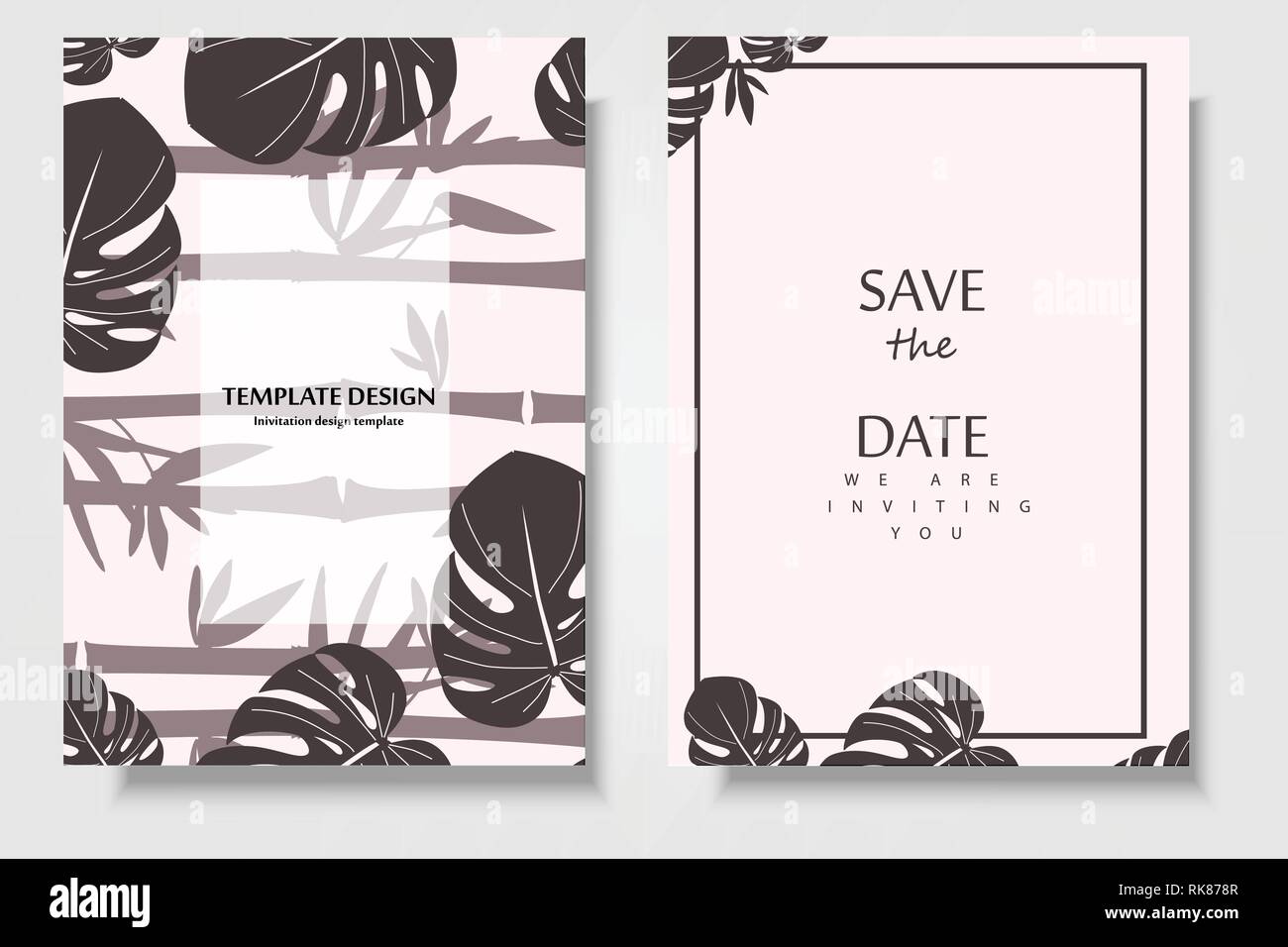 Jardin Botanique Tropical invitation card template design, des fleurs avec des feuilles Illustration de Vecteur
