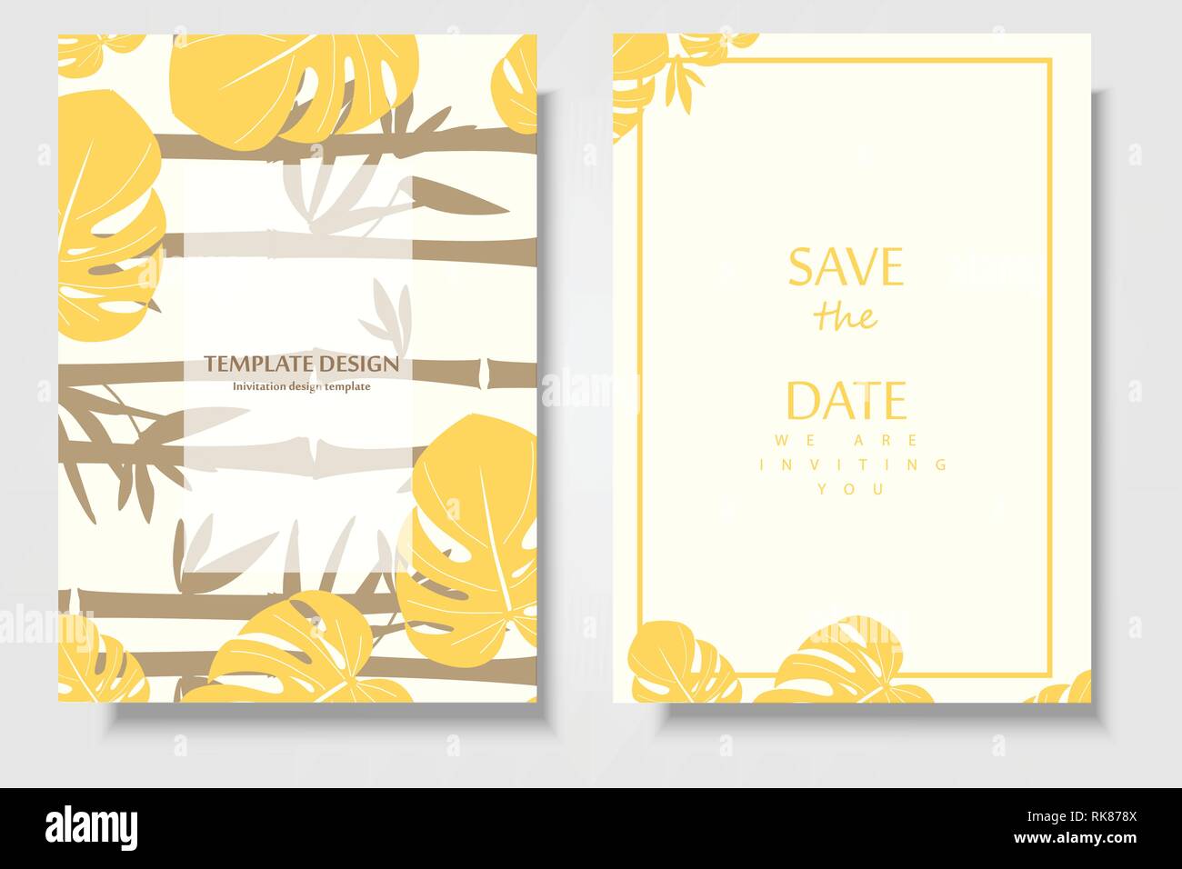 Jardin Botanique Tropical invitation card template design, des fleurs avec des feuilles Illustration de Vecteur