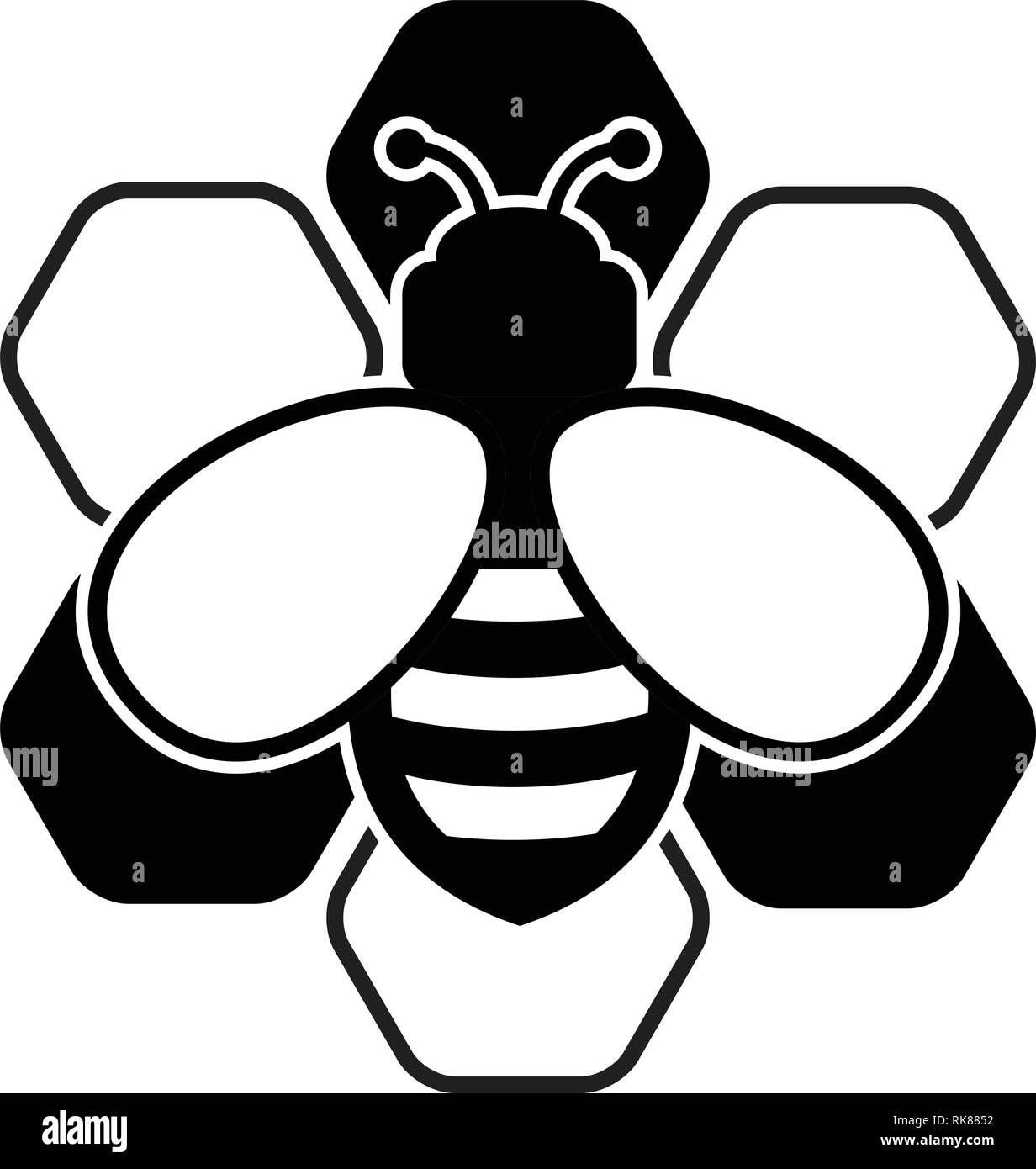 Nid d'abeille et vector icon isolé sur fond blanc. télévision bumblebee dessin animé logo illustration de l'abeille. Illustration de Vecteur