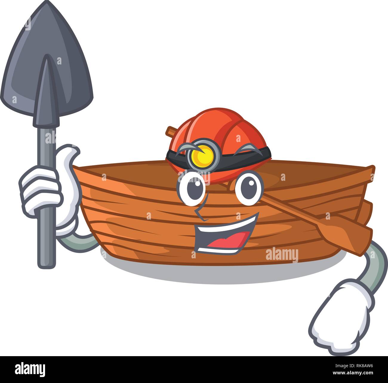 Bateau en bois mineur naviguer en mer character Illustration de Vecteur