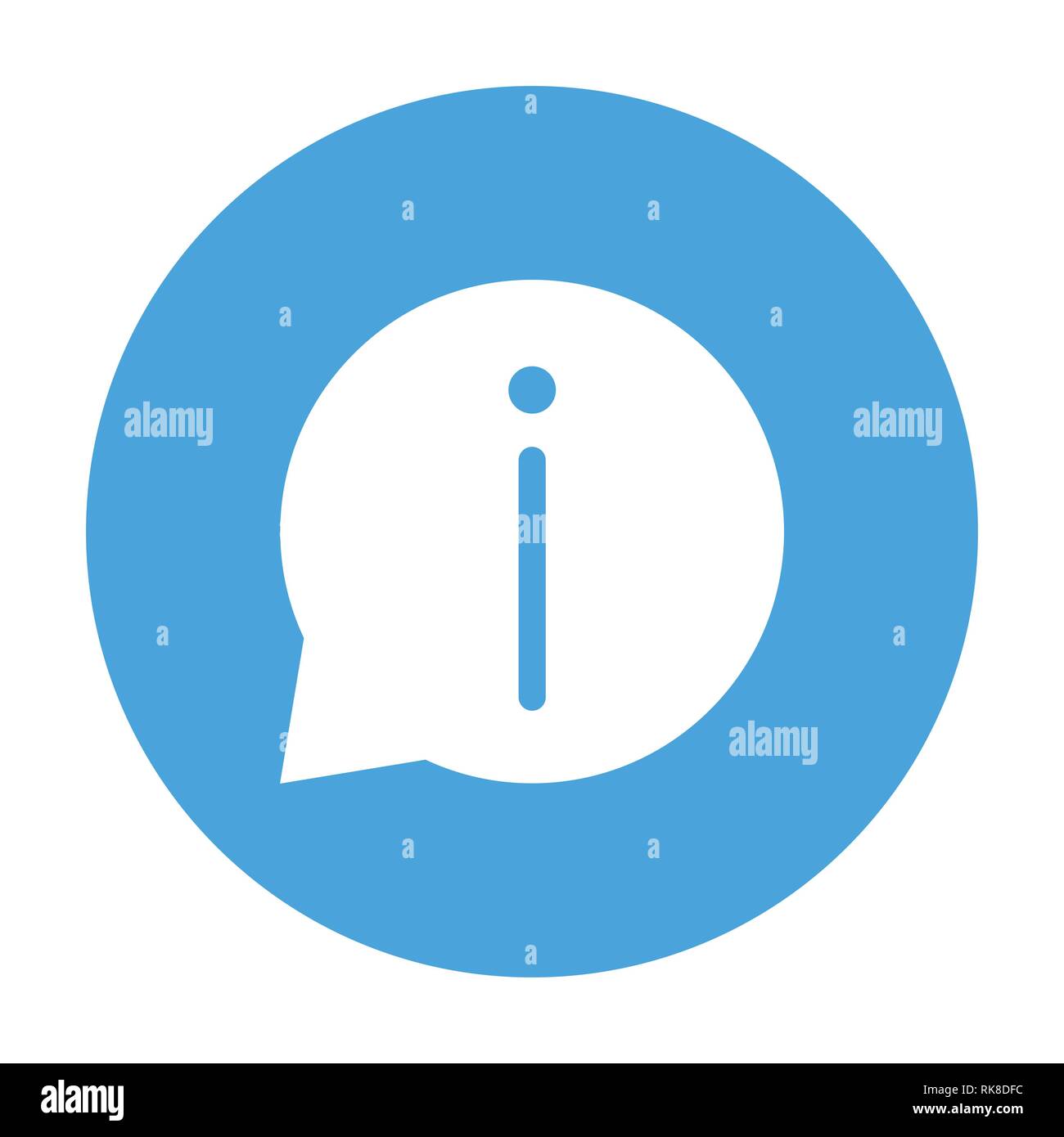 Vecteur d'info inscrivez-vous à l'icône de la ligne du cercle, symbole à l'intérieur d'un cercle bleu, sur fond blanc. Vector design iconique. Illustration de Vecteur