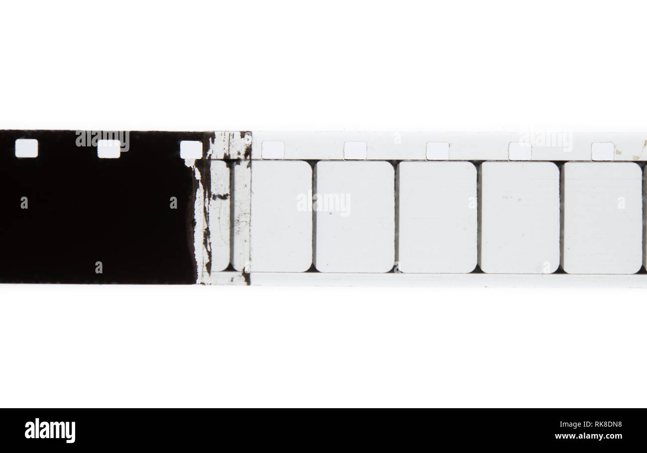 Extreme close up de jonction de vide et transparent des images noires sur super 8 film bande de film Banque D'Images