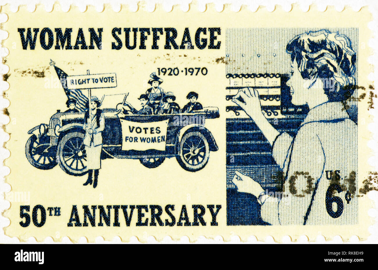 Célébration de la femme sur le suffrage des timbres américains Banque D'Images