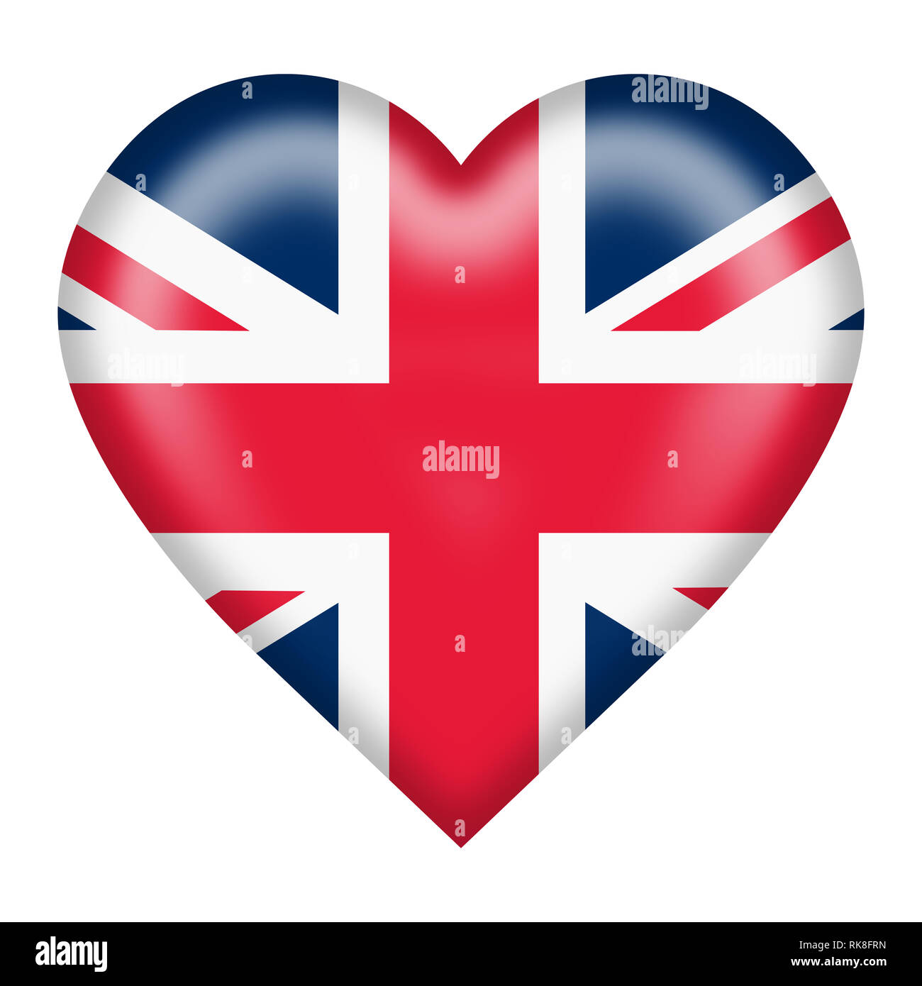 Drapeau de l'union d'un bouton coeur isolé sur blanc avec clipping path Banque D'Images