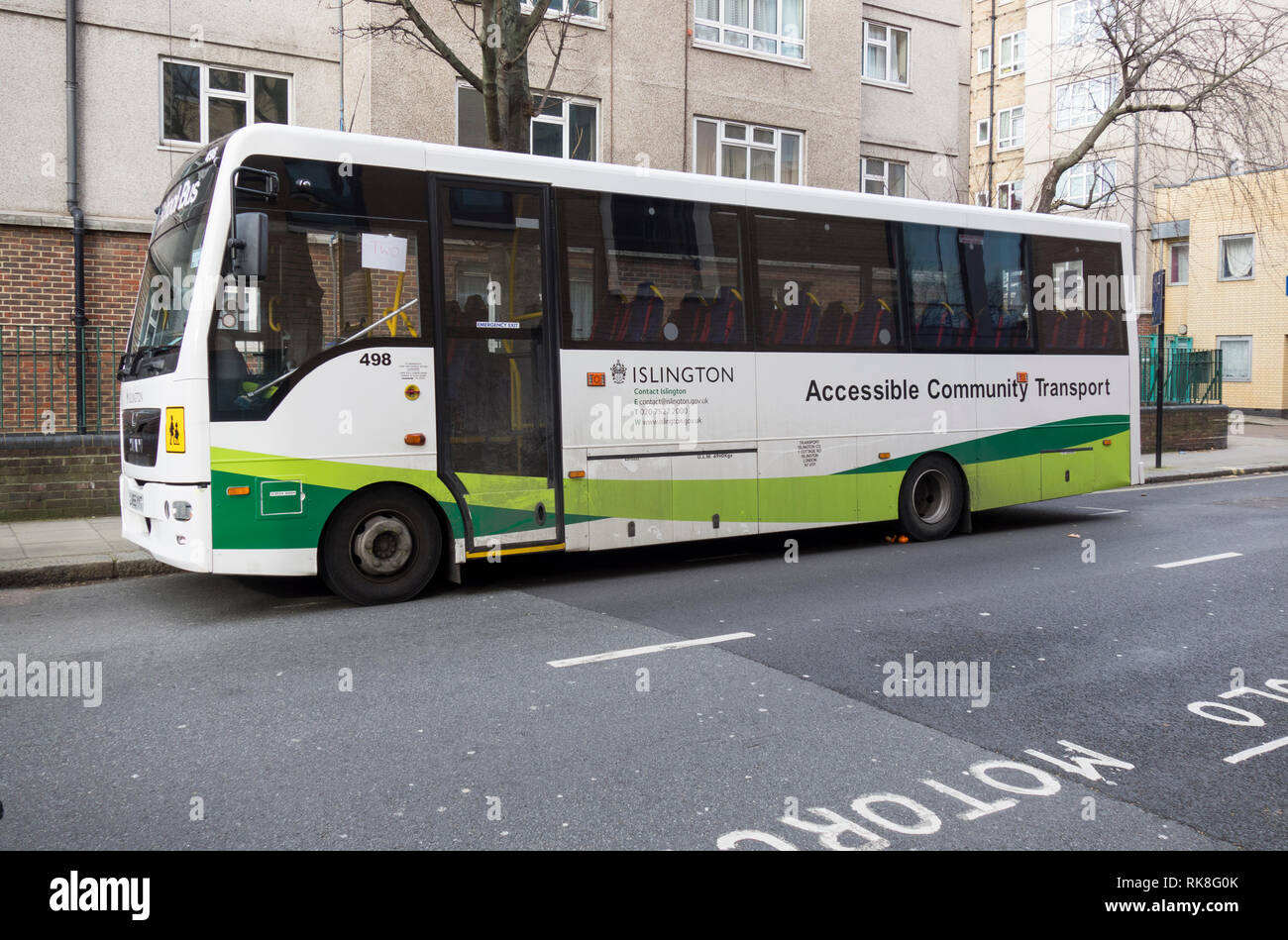 Transport bus communautaire accessible d'Islington, Londres, Royaume-Uni Banque D'Images Transport bus communautaire accessible d'Islington, Londres, Royaume-Uni Banque D'Images