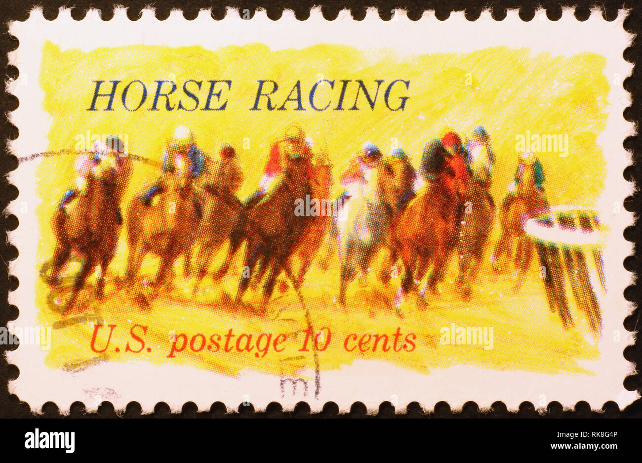 Les courses de chevaux sur des timbres américains Banque D'Images