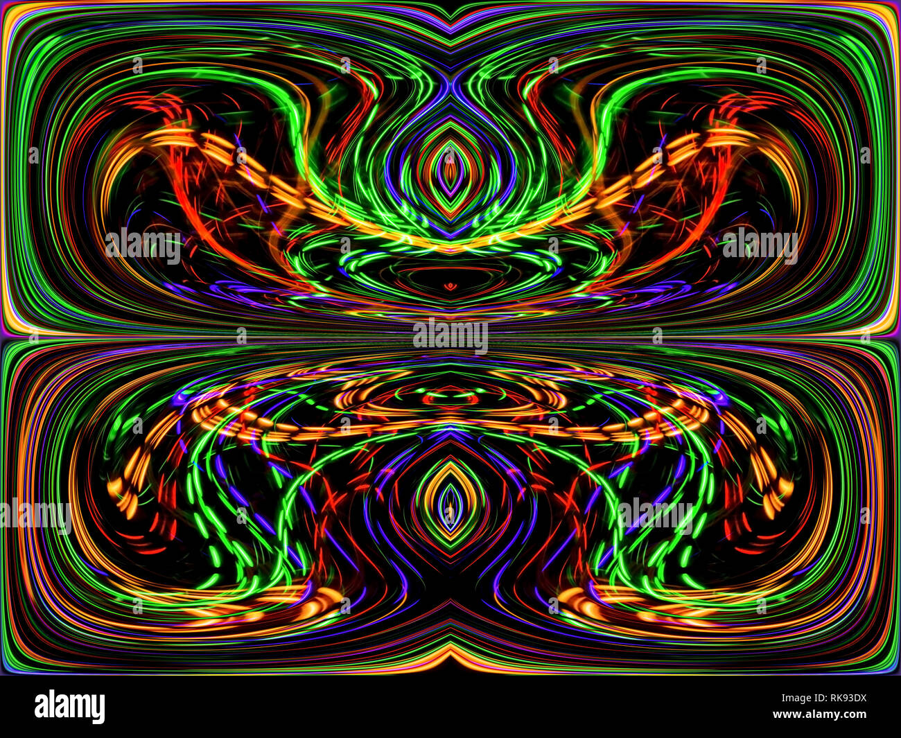 La couleur des lignes et courbes crée des images fantastiques. Tableau abstrait - images psychédéliques. Banque D'Images