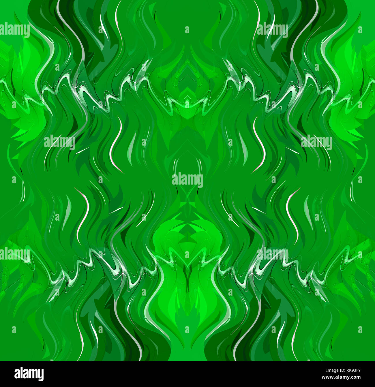 Résumé fond vert à partir de formes fantastiques dans la peinture. La répétition de la structure de l'échantillon à l'image. Banque D'Images