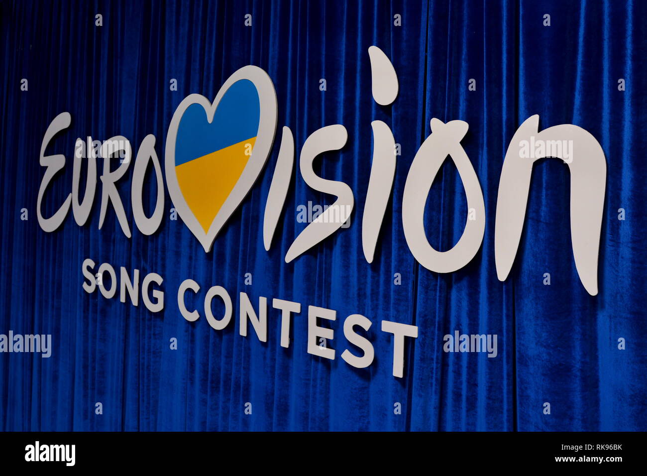 Kiev, Ukraine. 09Th Feb 2019. Au cours de l'Eurovision Logo sélection nationale au cours de l'Eurovision-2019 d'Ukraine Crédit : Aleksandr Goussev/Pacific Press/Alamy Live News Banque D'Images