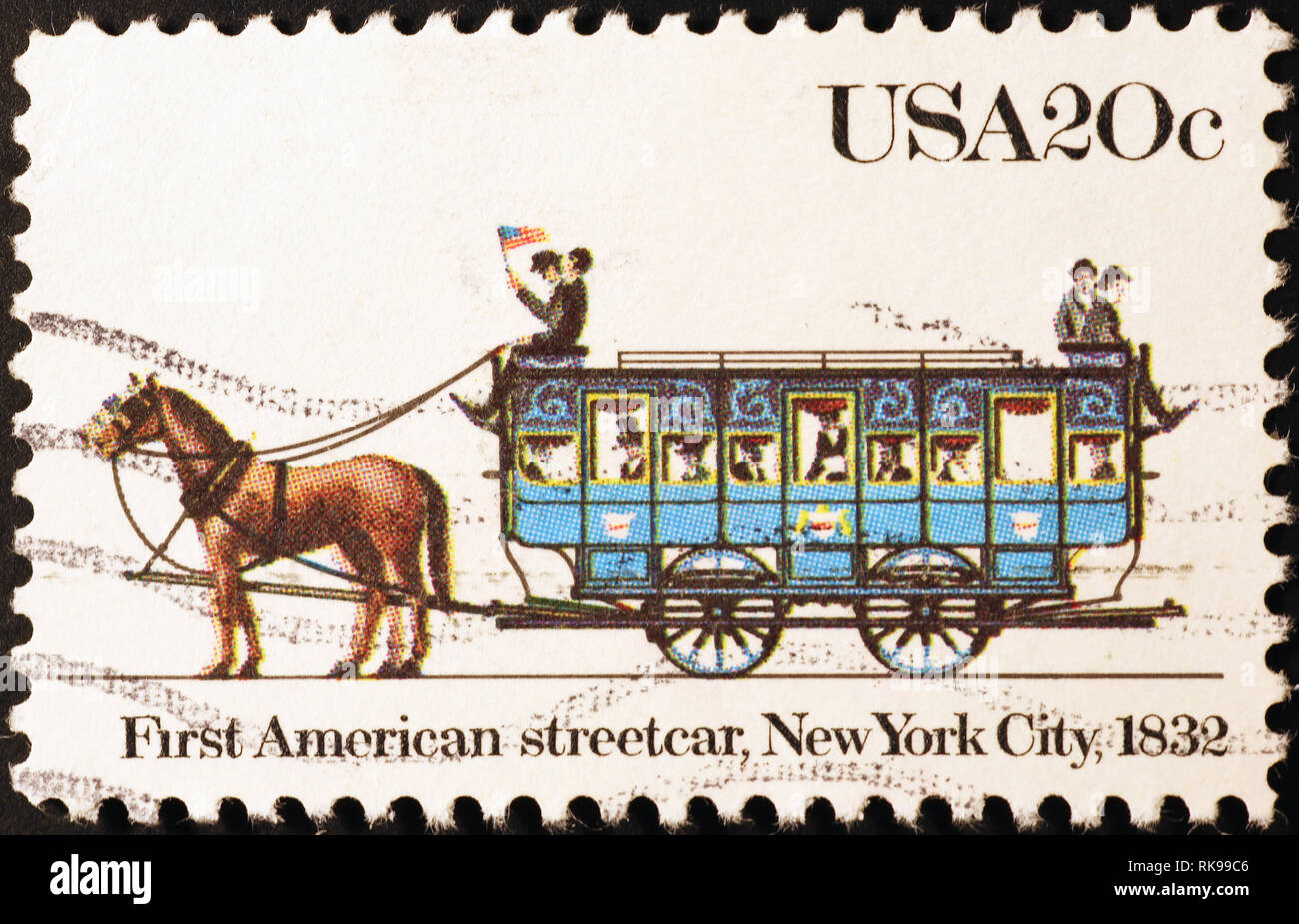 First American streetcar sur timbre américain Banque D'Images