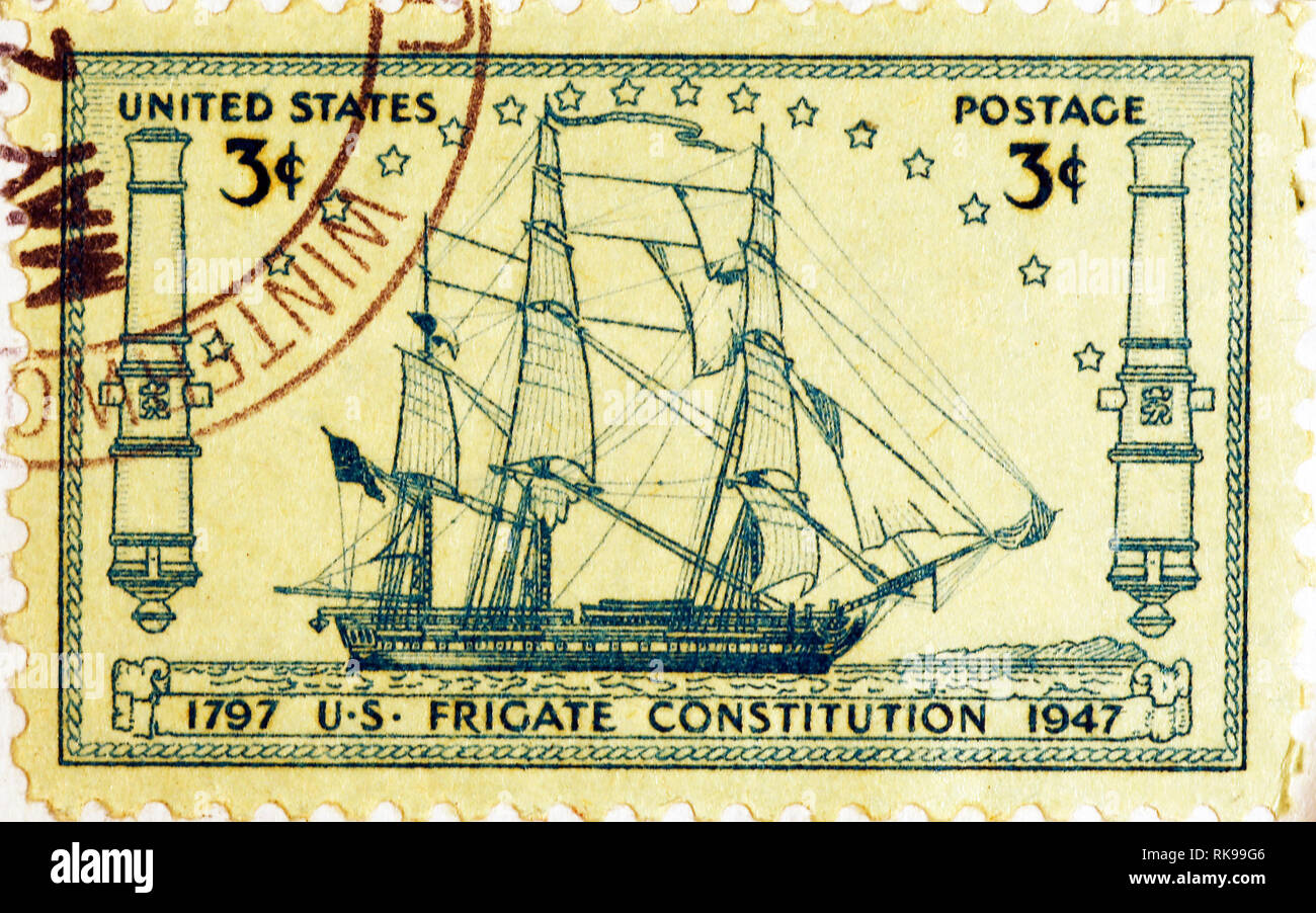 1797 Constitution de la Frégate sur timbre américain Banque D'Images