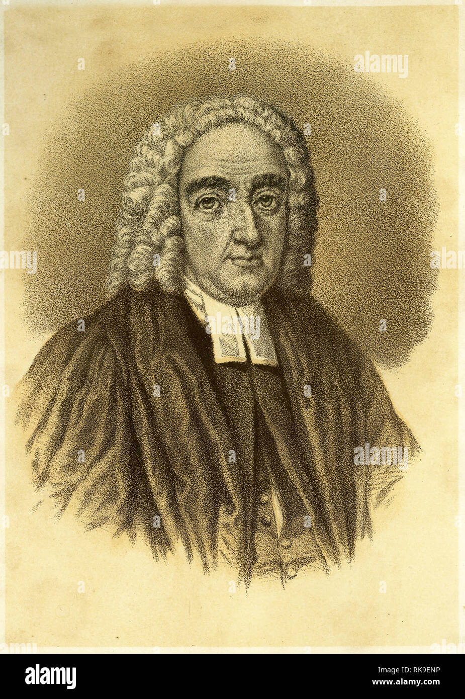Gravure de Jonathan Swift (1667 - 1745) un satiriste, essayiste, pamphlétaire politique (d'abord pour les Whigs, puis pour les conservateurs), poète et clerc qui est devenu doyen de la Cathédrale St Patrick, à Dublin. Banque D'Images