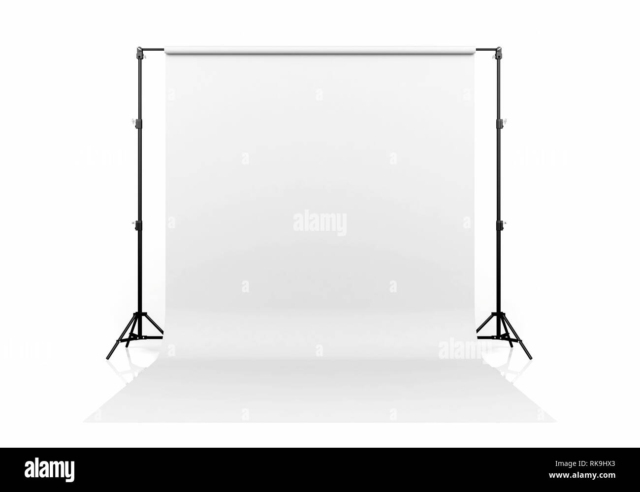 L'éclairage de studio photo avec fond blanc sur fond blanc, 3D Rendering Banque D'Images