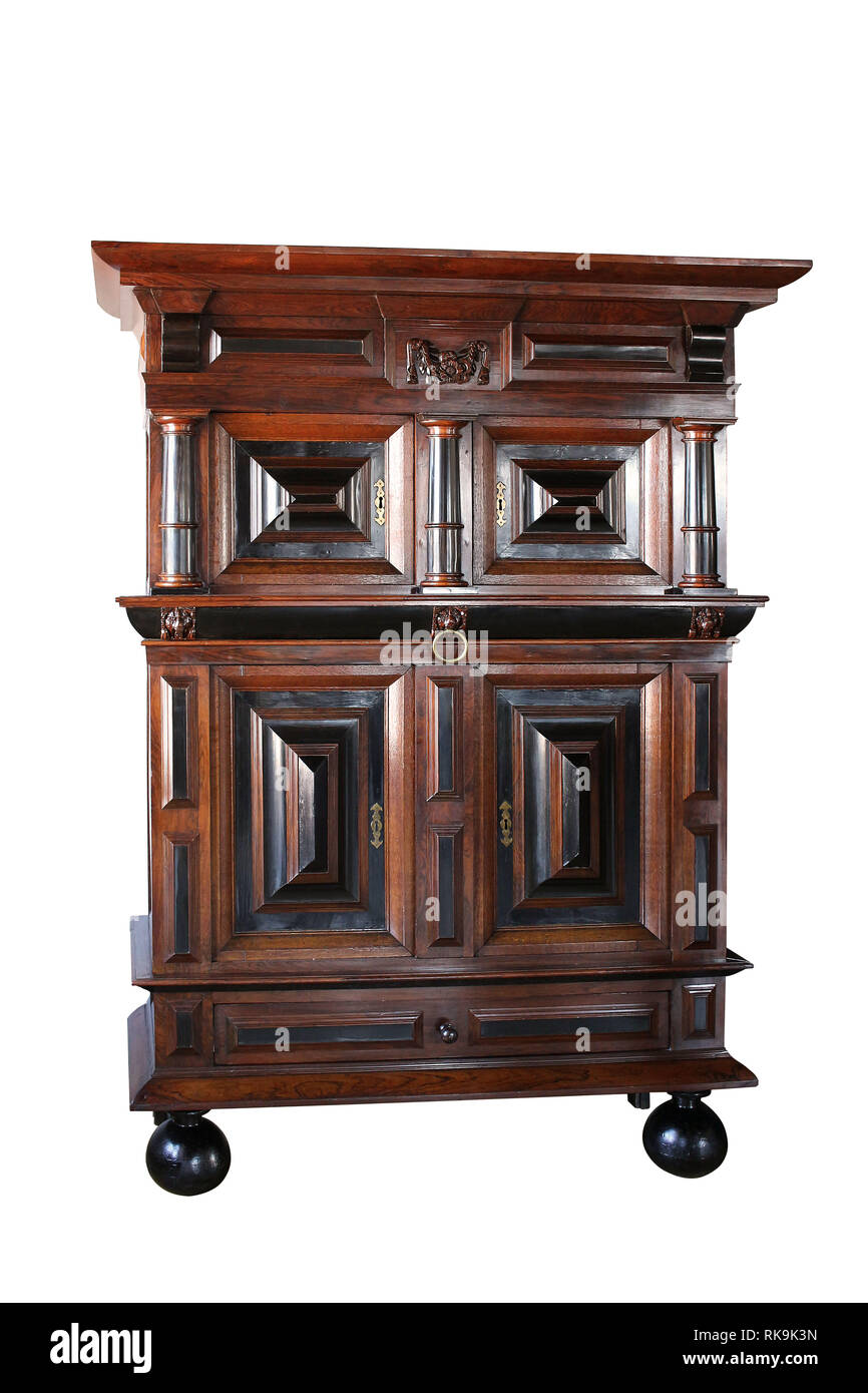 Armoires néerlandais sur support. Fait à partir de l'ébène et oakwood. Holland, dating, vers 1780 Banque D'Images