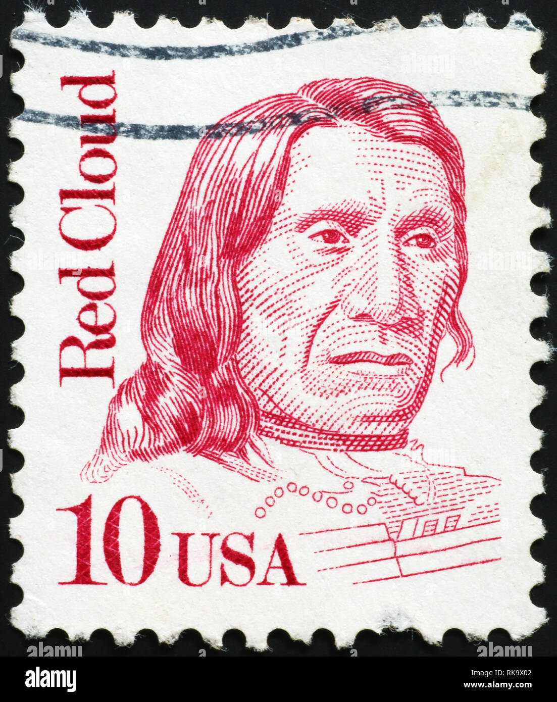 Red Cloud chef indien sur timbre américain Banque D'Images